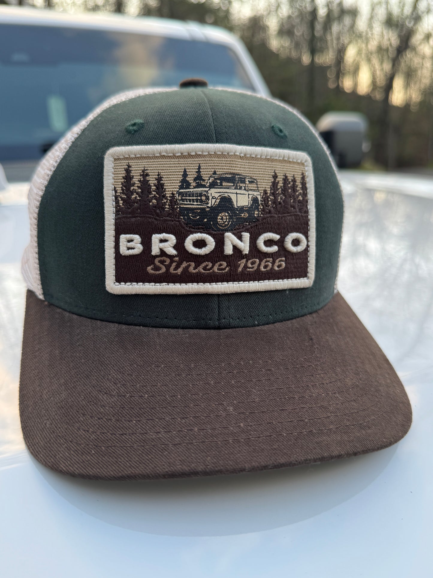 Bronco Forest Green soft mesh trucker hat