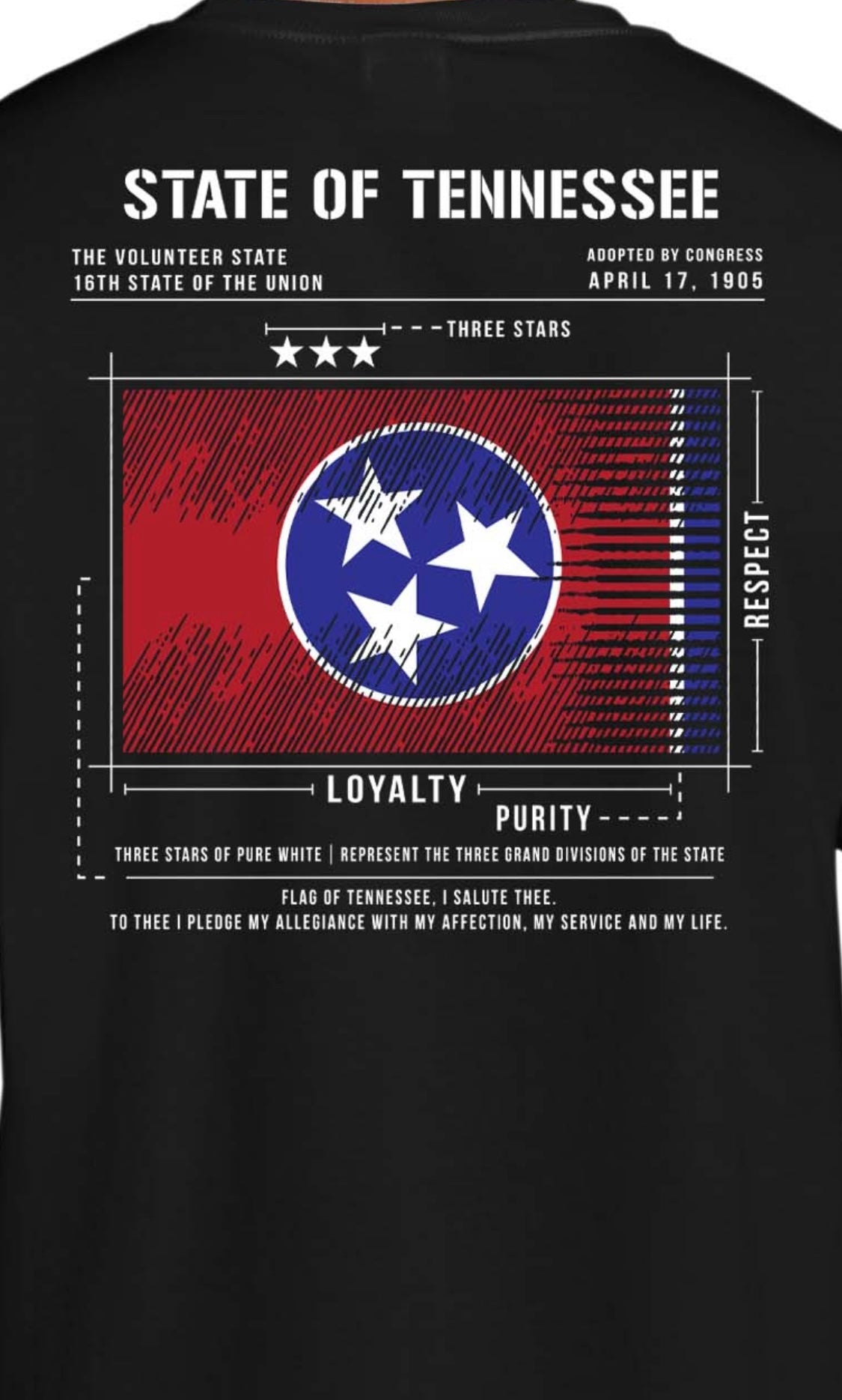 Tennessee Flag Hoodie - Navy