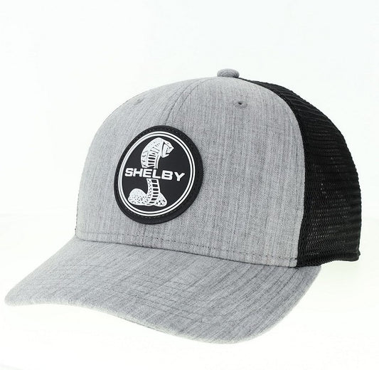Carroll Shelby Gray Hat - Round Black/White PVC Patch